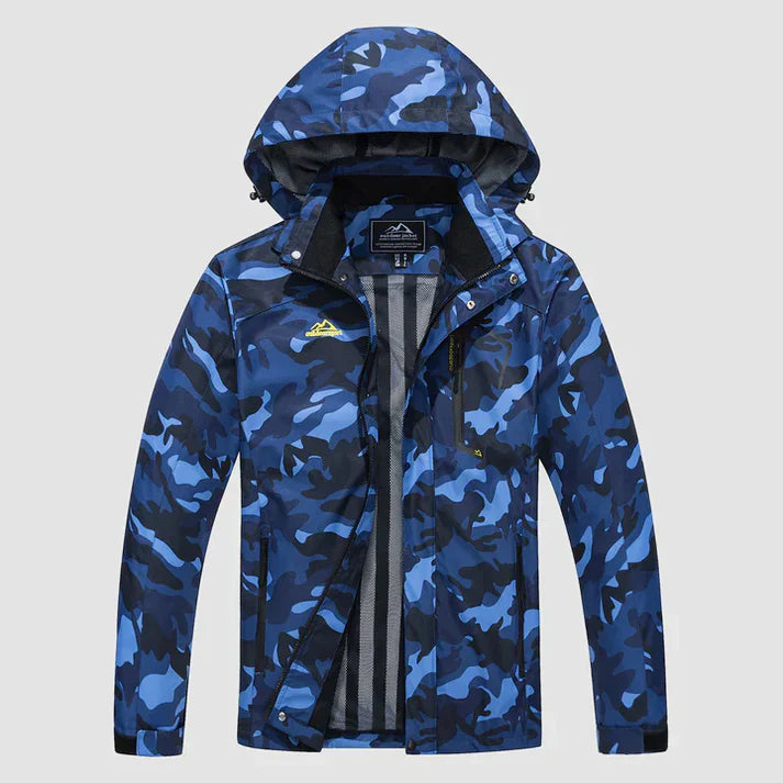 Tim - Warm Winter Coat-Blue Camouflage