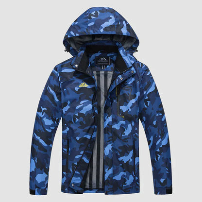 Tim - Warm Winter Coat-Blue Camouflage